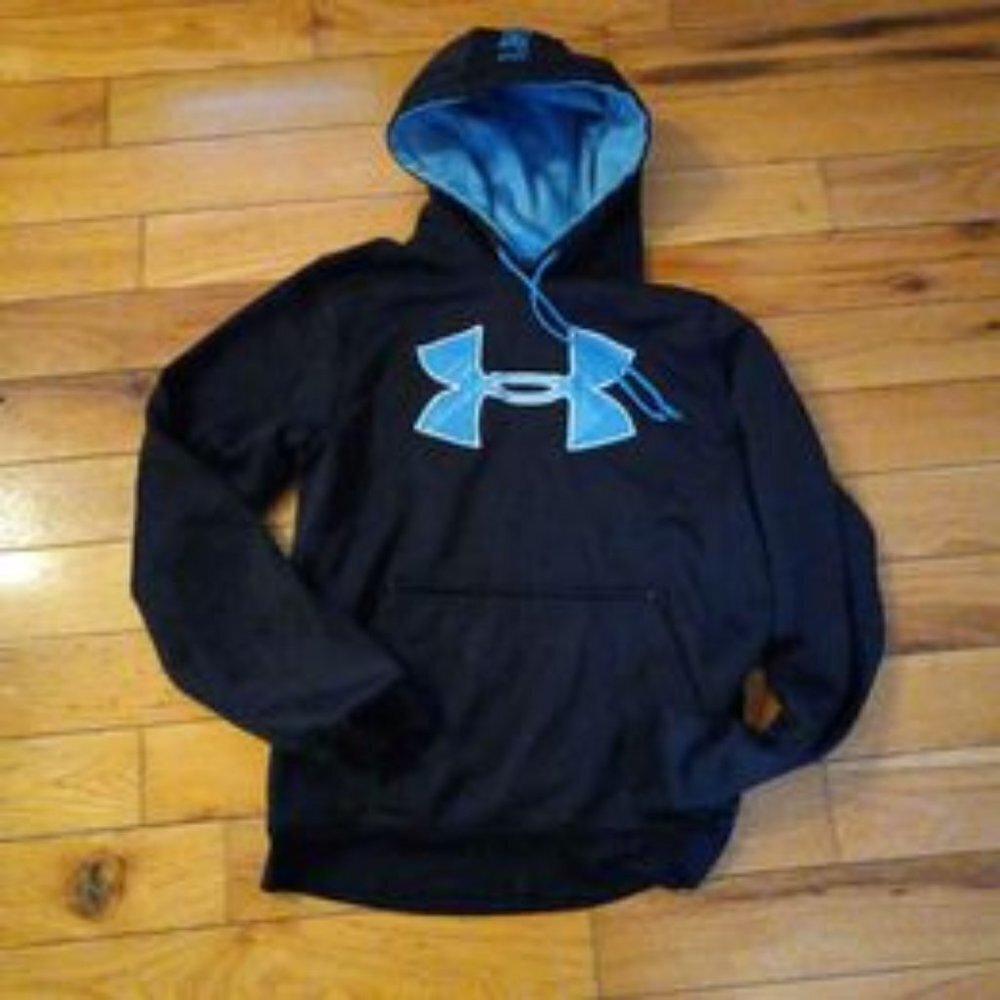 Under Armour Womens Small Logo Hoodie - Black and Powder Blue